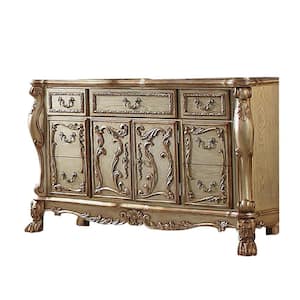 Dresden Gold Patina and Bone 7 Drawers 20 in. Wide Dresser without Mirror