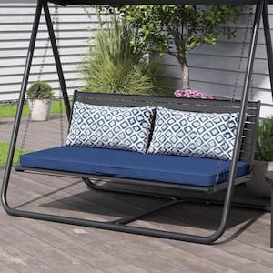 1-Piece 18.5 in. x 48 in. Rectangular Outdoor Bench Cushion in Navy Blue