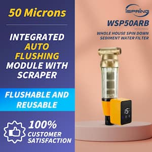 Reusable 50 Micron Sediment Spin-Down Water Filter with Auto Flushing Module, 35 GPM, 1 in. MNPT, 3/4 in. FNPT