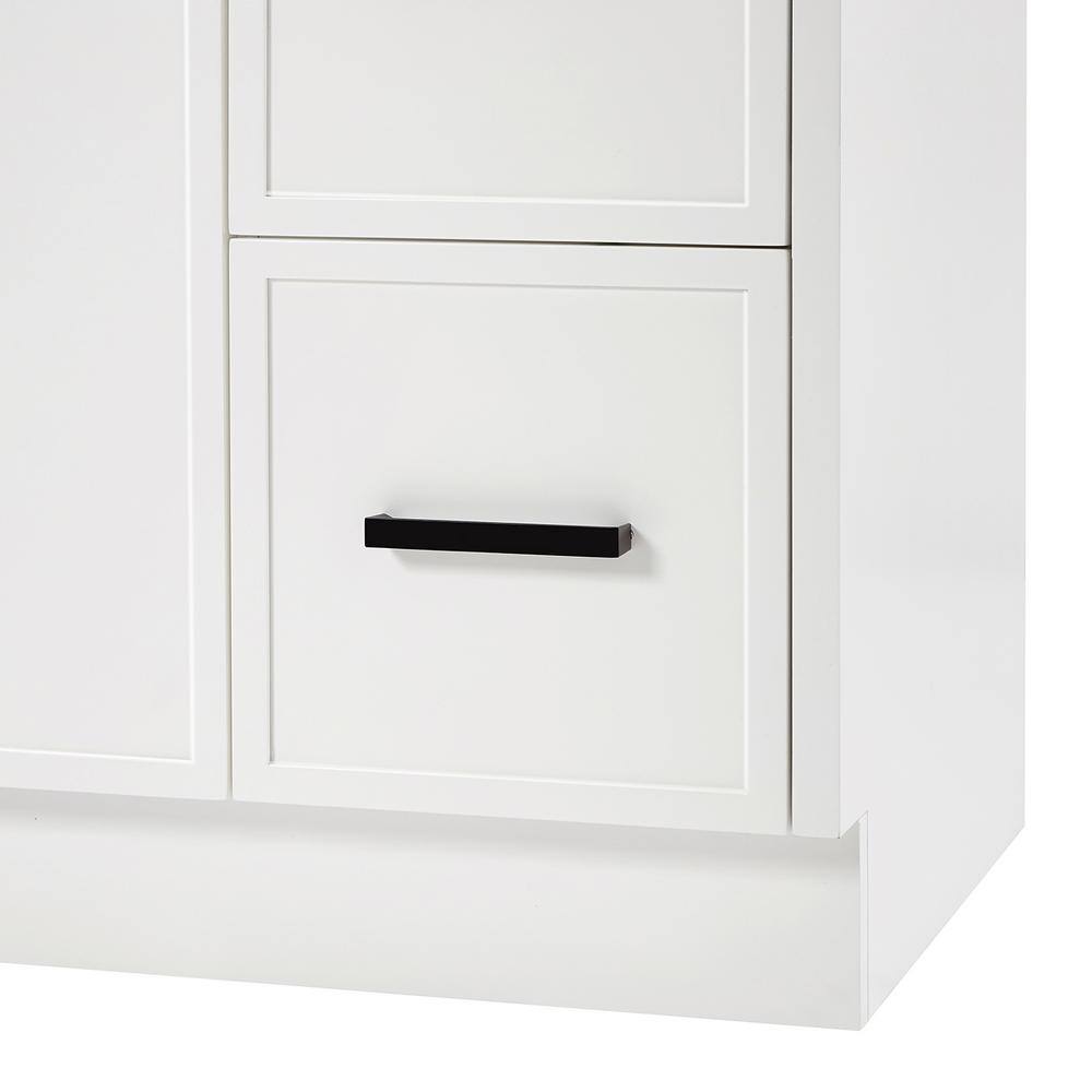 White Solid Wood Single Sink Bathroom Vanity with Quartz Top
