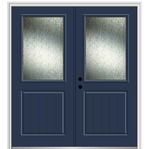 MMI Door 72 in. x 80 in. Right-Hand/Inswing Rain Glass Naval Fiberglass Prehung Front Door on 6-9/16 in. Frame