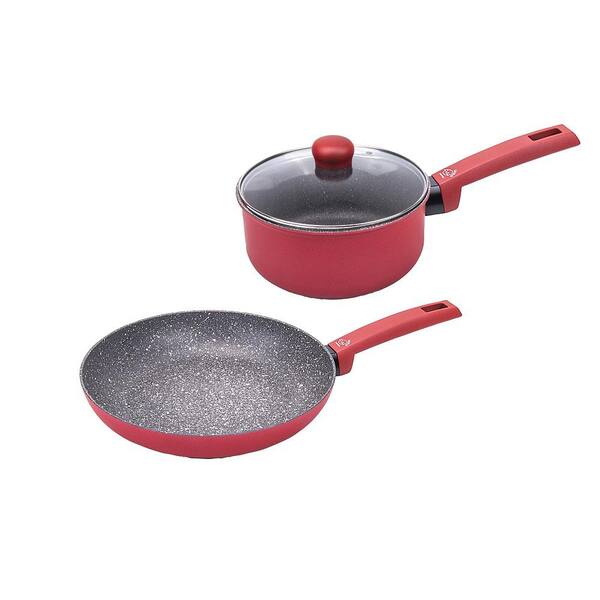 Moneta Riviera 3-Piece Red Cookware Set with lid