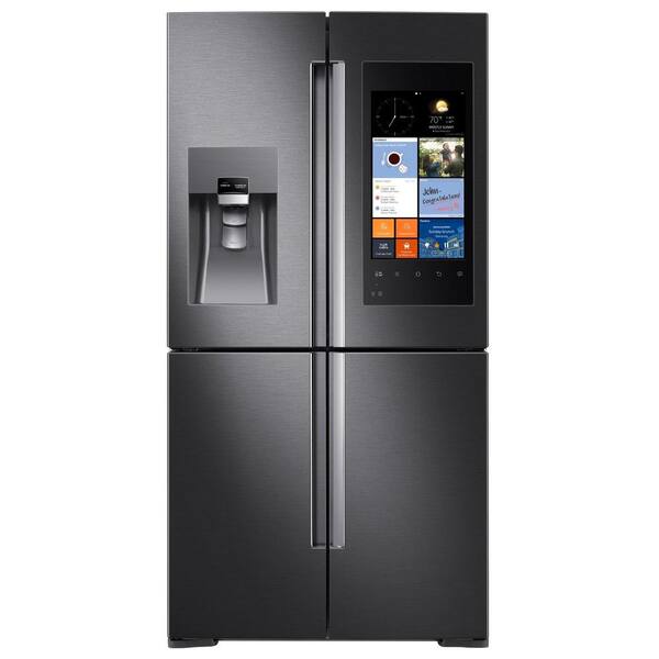 Samsung 27.9 cu. ft. Family Hub 4-Door Flex French Door Refrigerator in Black Stainless