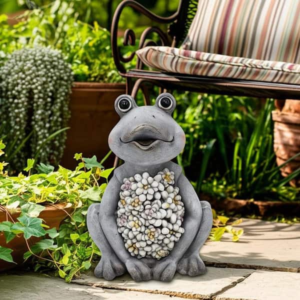Liv & Skye Multi-Colored 12 in. x 12 in. Resin Frog with Solar