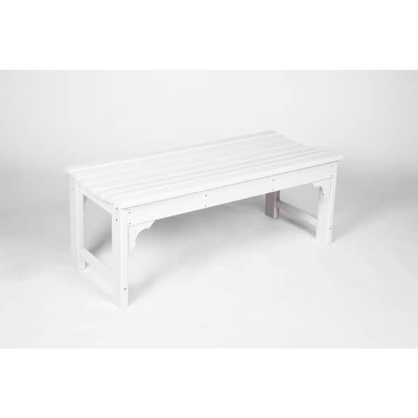 Backless HDPE Adirondack Bench with Wood Texture, Poly Lumber Seat for Patio, Backyard, Balcony