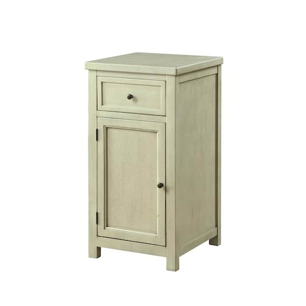 Marana White Side Table with Drawer and Storage Cabinet