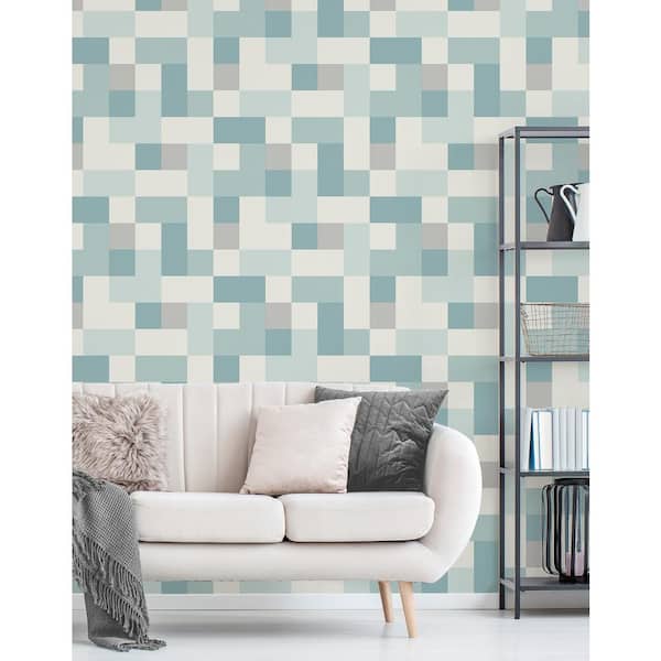 Blue Milano Aqua Geometric Wallpaper Sample