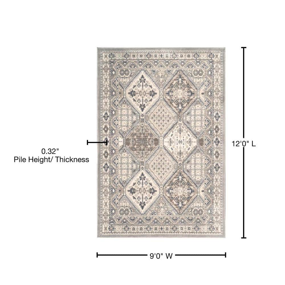 Becca Gray and Taupe 9' x 12' Synthetic Area Rug