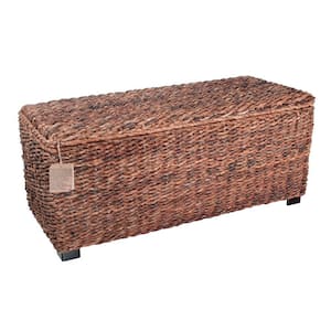Brown Trunk with Storage and Banana Leaf Woven Frame