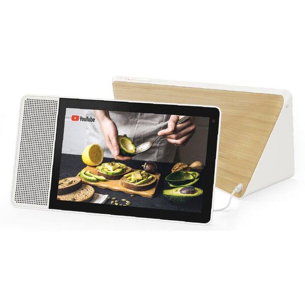 Lenovo 10 in. Smart Display with Google Assistant - White Front/Bamboo Back