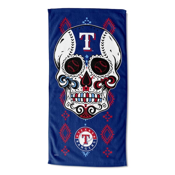 THE NORTHWEST GROUP MLB Rangers Candy Skull Printed Cotton/Polyester Blend Multicolor Beach Towel