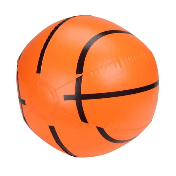 Pool Central 16 in. Orange and Black 6-Panel Inflatable Beach Basket Ball