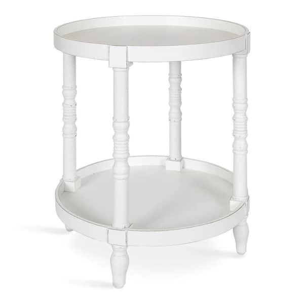 Kate and Laurel Bellport 20 in. White Round MDF Top End Table