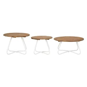Henderson Natural/White 3-Piece Wood Outdoor Coffee Table