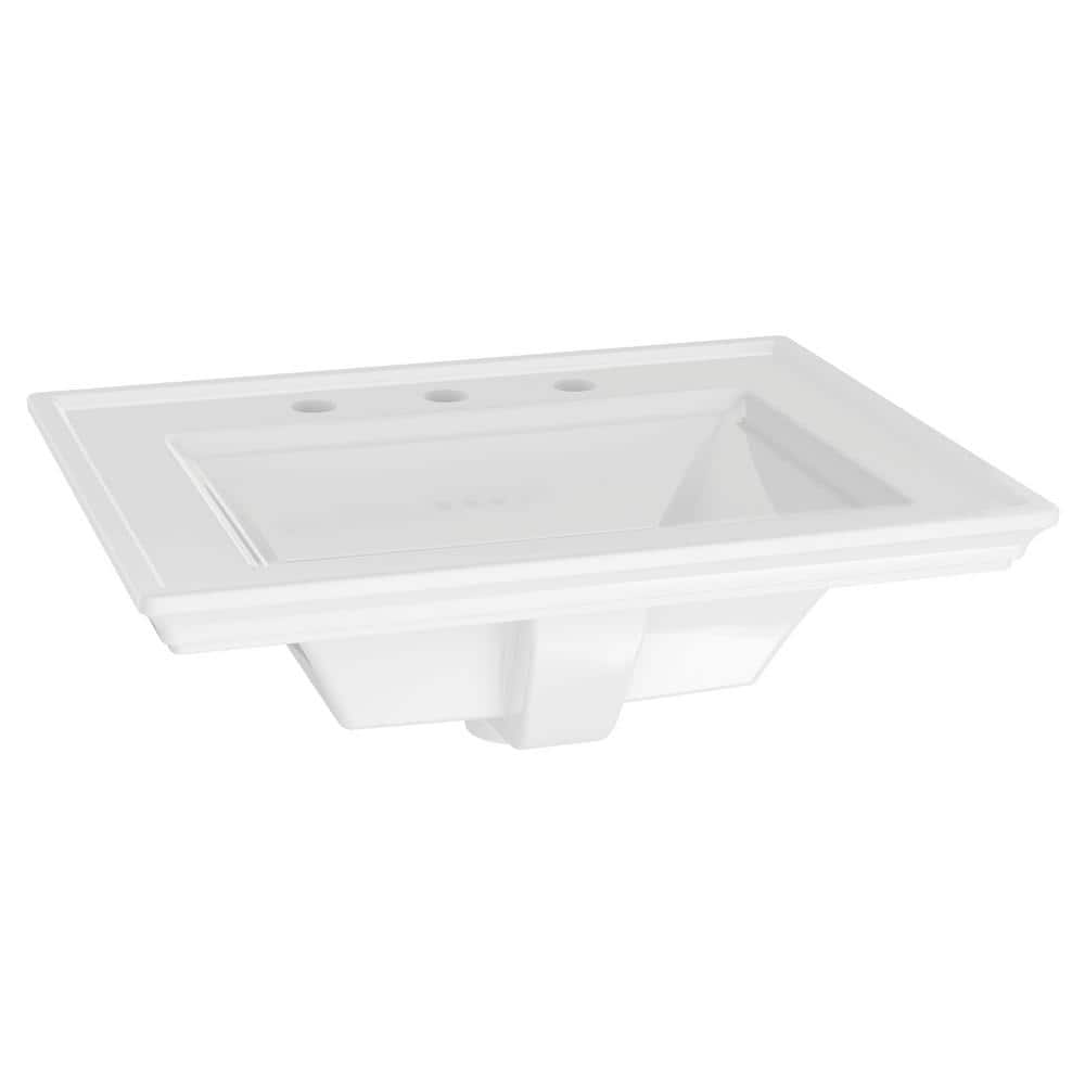 Town Square White Ceramic Rectangular Drop-In Bathroom Sink