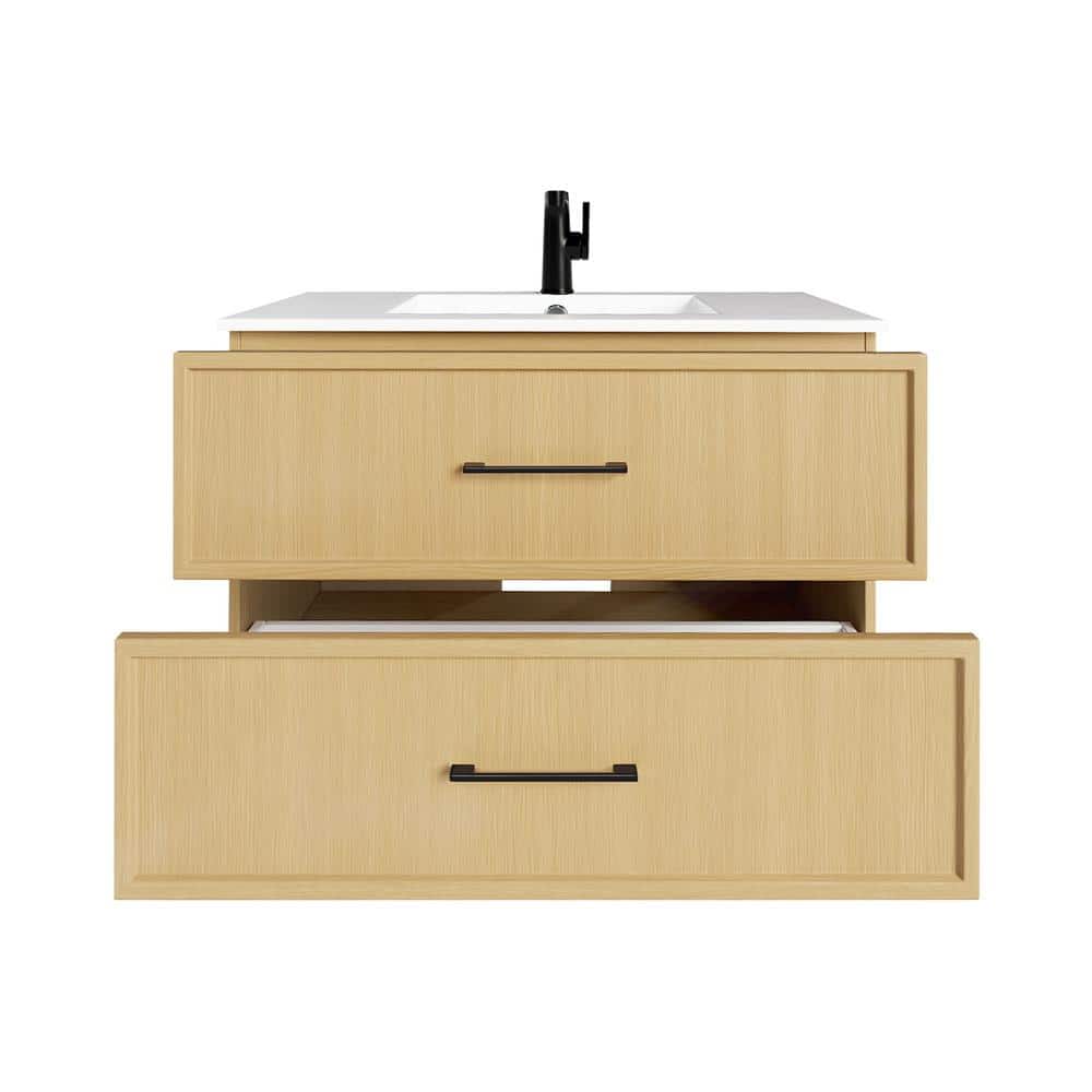 Cassidy 36" Natura Wall-Mounted Vanity with Cultured Marble Top
