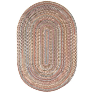 Texturized Solid Lt. Brown Poly 8 ft. x 11 ft. Oval Braided Area
