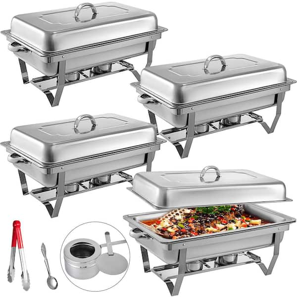 VEVOR 8 qt. Chafing Dish Buffet Set Stainless Chafer with 2 Full & 4 Half  Size Pans Rectangle Catering Warmer Server (2- Pack) ZFXKCLJ28QT120H4XV0 -  The Home Depot