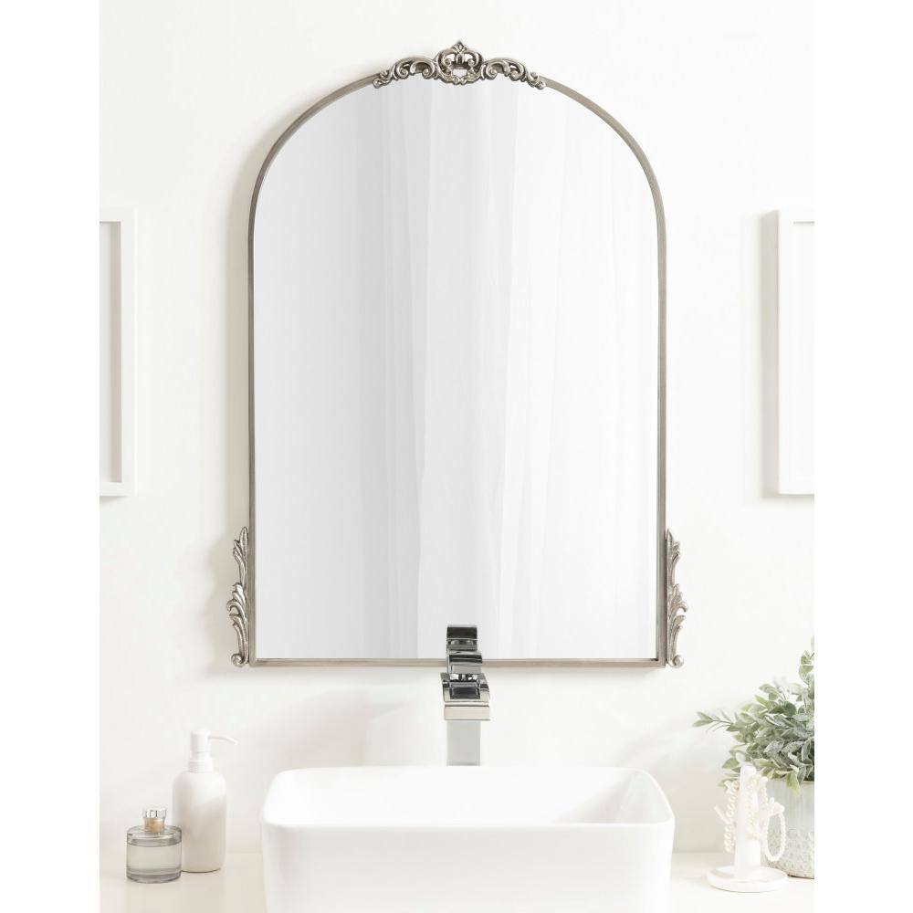 Myrcelle Silver Ornate Arched Wall Mirror 25" x 33"