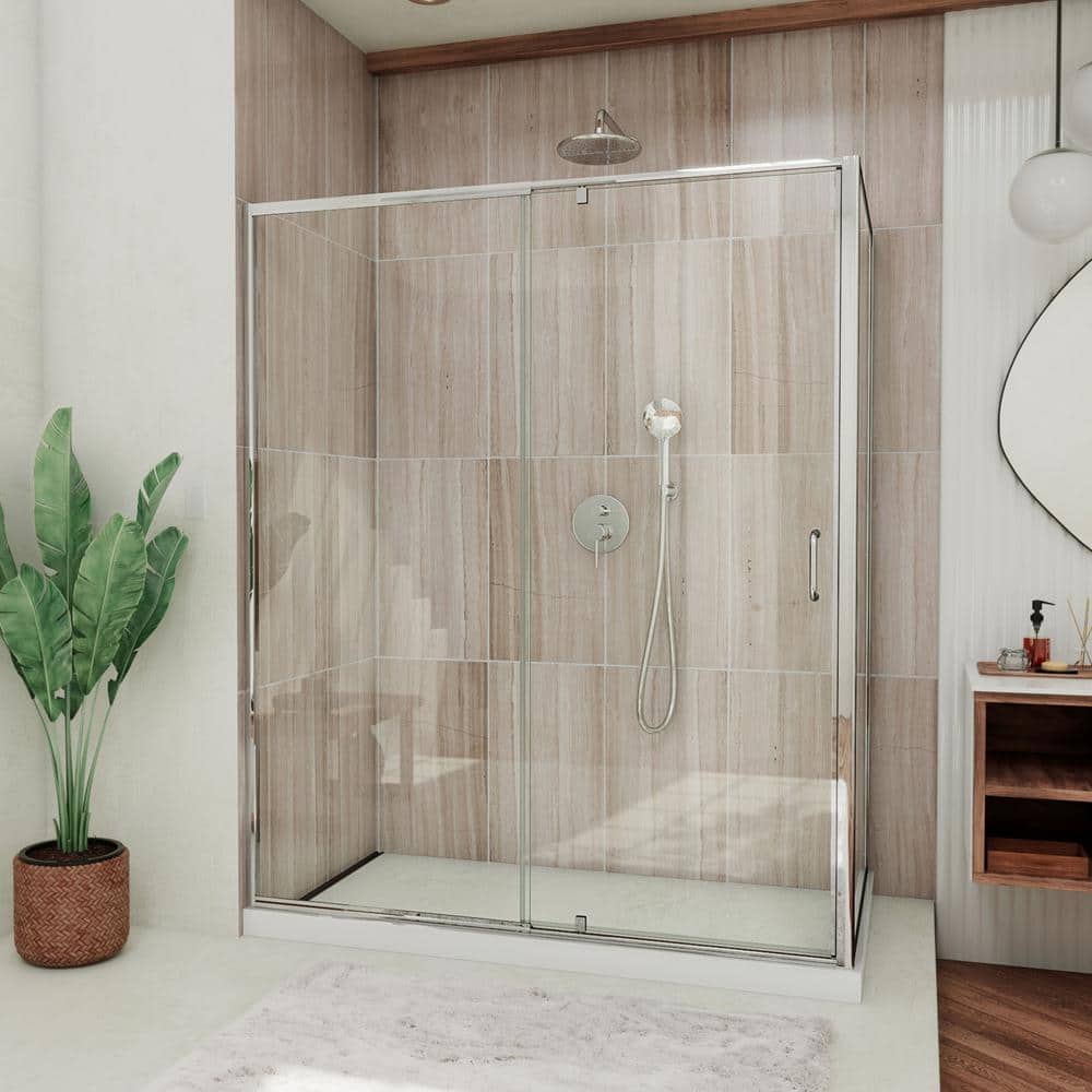 Flex 60" Brushed Nickel Frameless Pivot Shower Enclosure