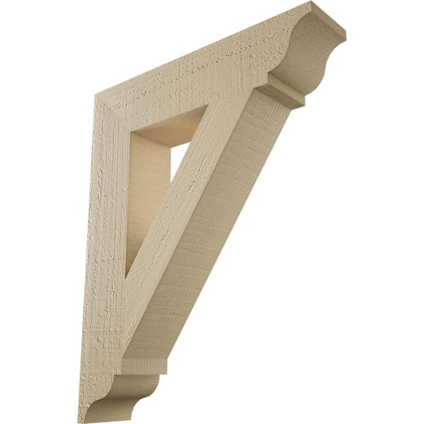 Ekena Millwork 3.5 in. x 20 in. x 16 in. Traditional Traditional Rough Cedar Woodgrain Timberthane Polyurethane Bracket, Primed Tan
