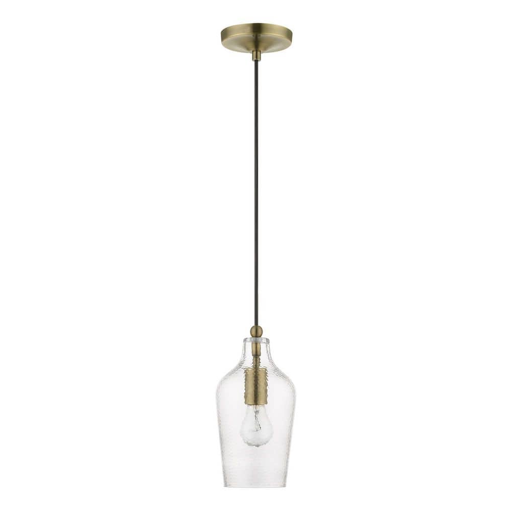Avery Mini Pendant in Antique Brass with Clear Glass