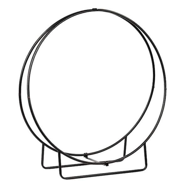 Unbranded 48 in. W Black Large Collapsible Firewood Rack Hoop