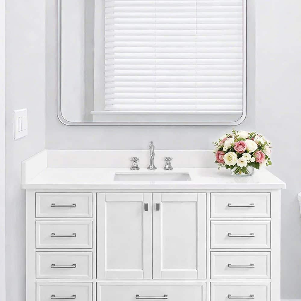YASINU 48 in. x 4 in. D Quartz Bath Vanity Top BackSplash in Pure