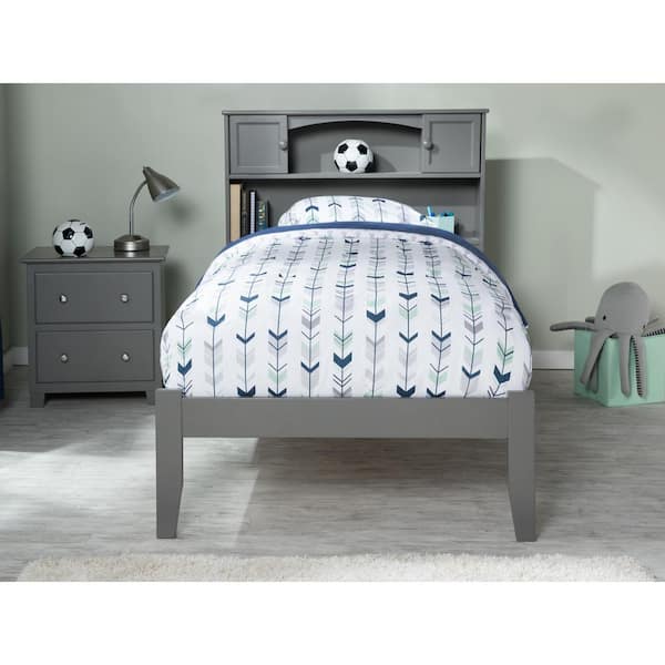 AFI Newport Twin Platform Bed with Open Foot Board in Grey