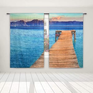 Blackout Bedroom Darkening Thermal Insulated Curtains with Rod Pocket 52x95 Inch Sea Wooden Bridge 3D Print 2 Panels