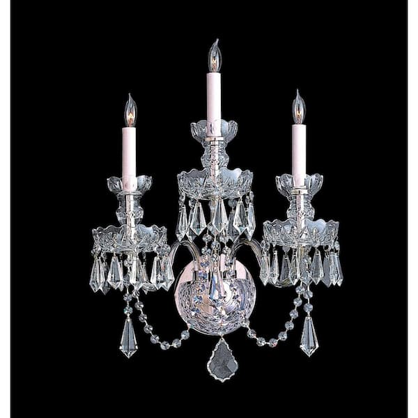 Crystorama Traditional Crystal 15 in. 3-Light Polished Chrome Wall Sconce