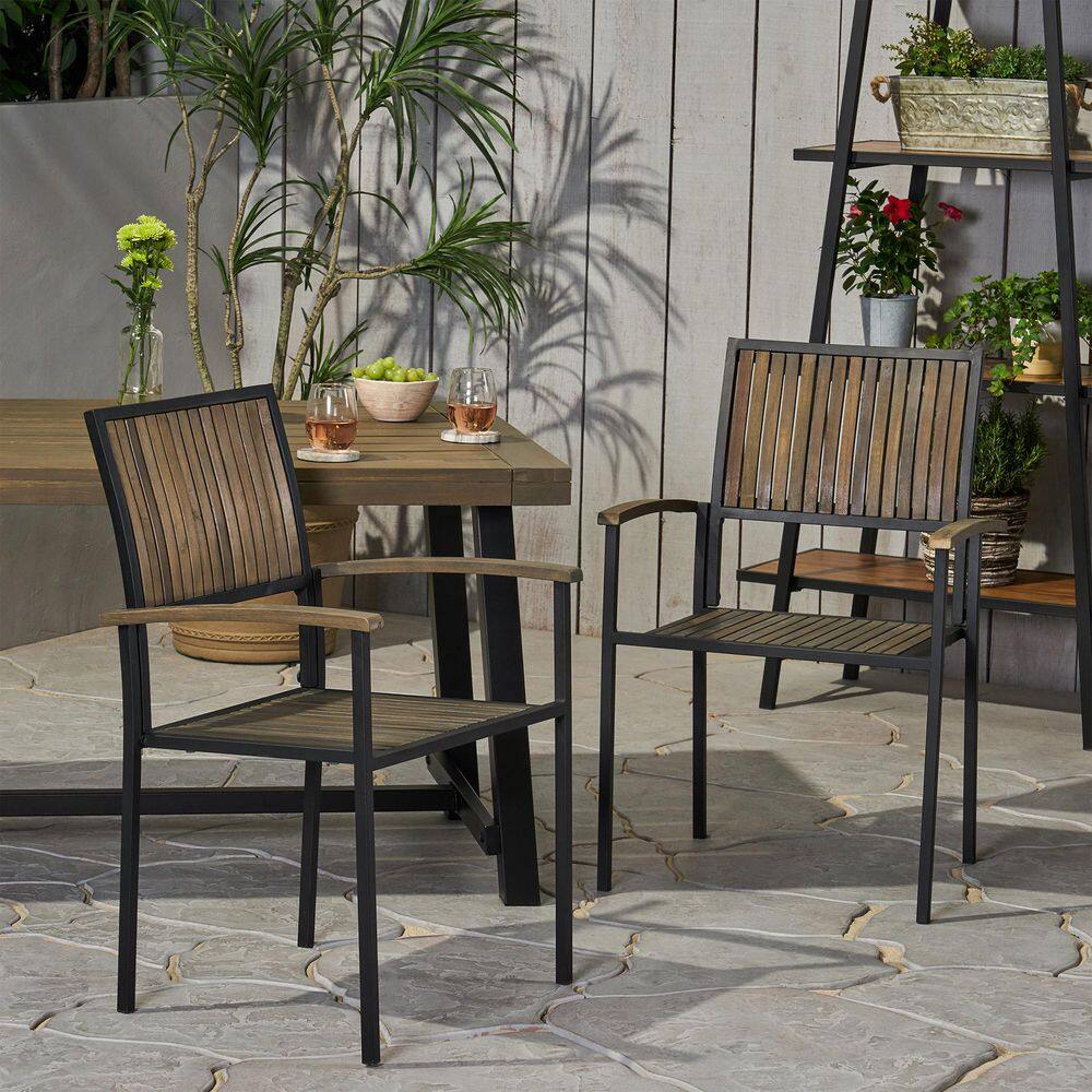 Grey Outdoor Dining Chair Set of 2
