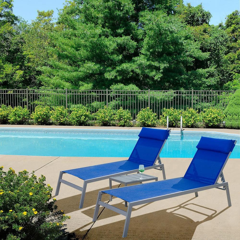 domi outdoor living 3Piece Outdoor Patio Chaise Lounge Set with Coffee