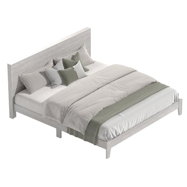 GALANO Layton Dusty Gray Oak Wood Frame King Platform Bed with 