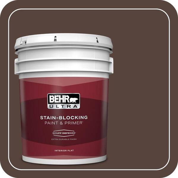 BEHR ULTRA 5 gal. #BXC-78 Cordovan Leather Extra Durable Flat Interior Paint & Primer