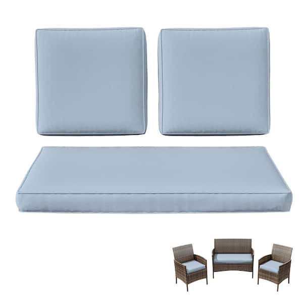 36 in. x 18 in. (3-Piece) Outdoor Patio Replacement Seat Cushions Fit for Loveseat Sofa Lounge Chair Furniture Sky Blue