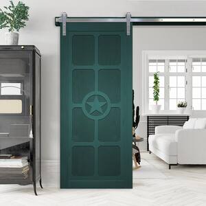 30 in. x 84 in. The Trailblazer Caribbean Wood Sliding Barn Door with Hardware Kit in Stainless Steel