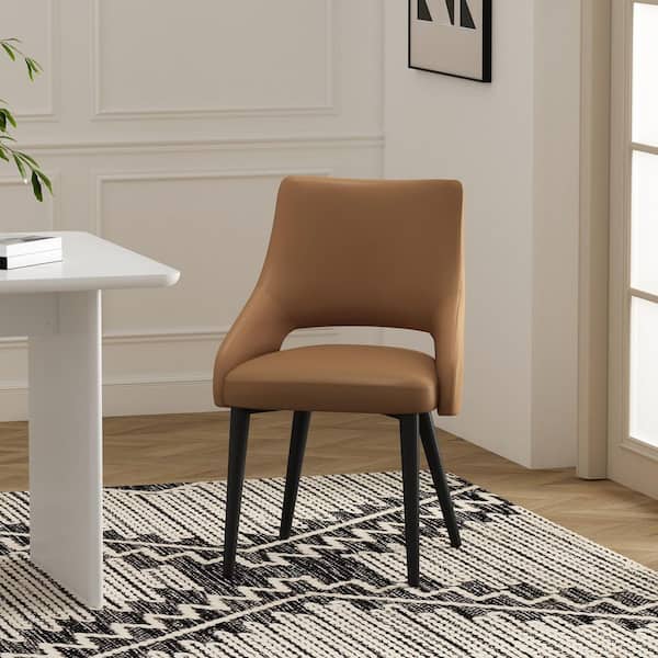 Tremont Modern Saddle Faux Leather Upholstered Dining Side Chair with Metal Legs