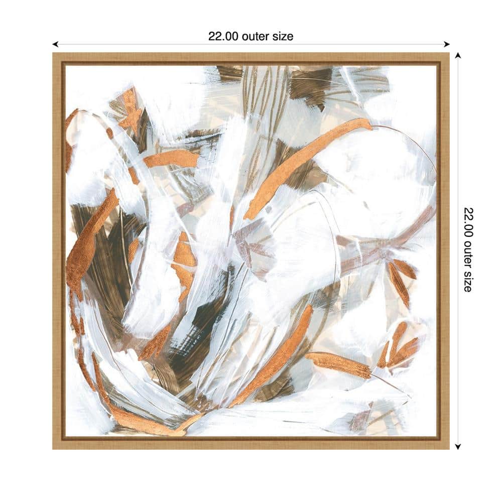 22"x22" Abstract Beige and White Canvas Wall Art with Gold Highlights