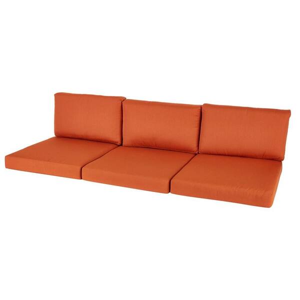 Hampton Bay Moreno Valley 26.25 x 30.75 Outdoor Sofa Cushion in Sunbrella Canvas Rust