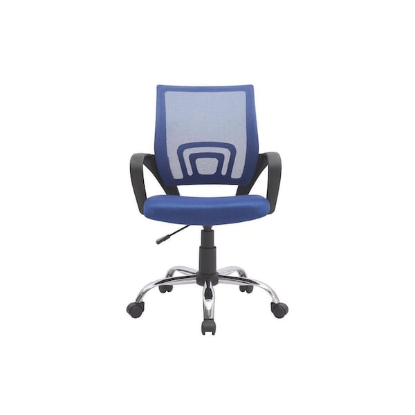 HOMESTOCK Mid-Back Blue Mesh Swivel Rolling Office Chair with Adjustable Height