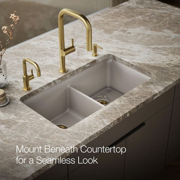 ckaarin KOHLER Cairn Undermount Neoroc Granite Composite 33.5 in. Double