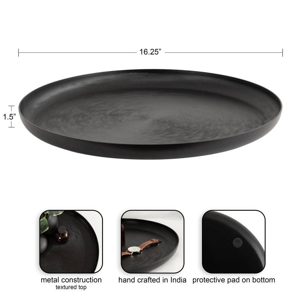 Stovring Black Round Metal 16" Decorative Tray