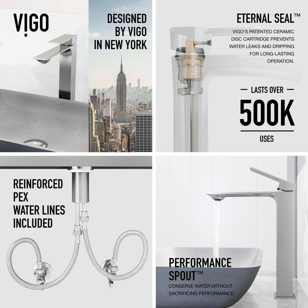 Concerto Stone Rectangular Above-Counter Bathroom Sink with Dunn Faucet