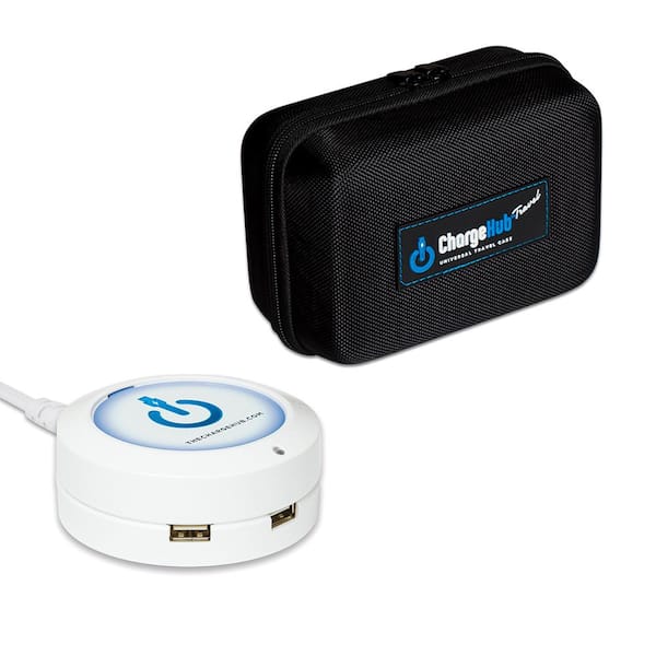 ChargeHub X3 - 3-Port USB SuperCharger with Travel and Storage Case - White