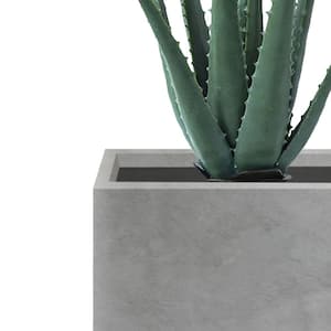 12" W Square Lightweight Natural Concrete Metal Indoor Outdoor Planter Pot w/Drainage Hole