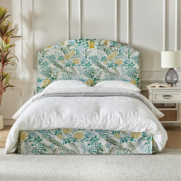 JAYDEN CREATION Christoph Multi-colored Plywood Frame Queen Platform Bed with Upholstered Headboard