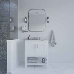 Waldorf 30 in. W x 21 in. D x 34 in. H Free Standing Bath Vanity in White with Carrara Marble Counter Top