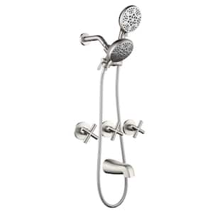 Ami Triple Handle 7 -Spray Tub and Shower Faucet 1.8 GPM with Spout in. Brushed Nickel (Valve Included)
