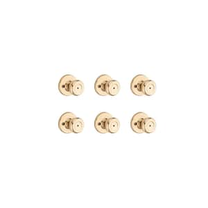 Tylo Polished Brass Bed/Bath Door Knob (6-Pack) with Lock